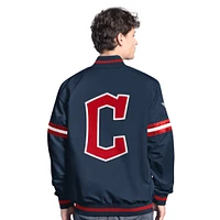 Men's Starter  Navy Cleveland Guardians Scout Full-Snap Varsity Jacket
