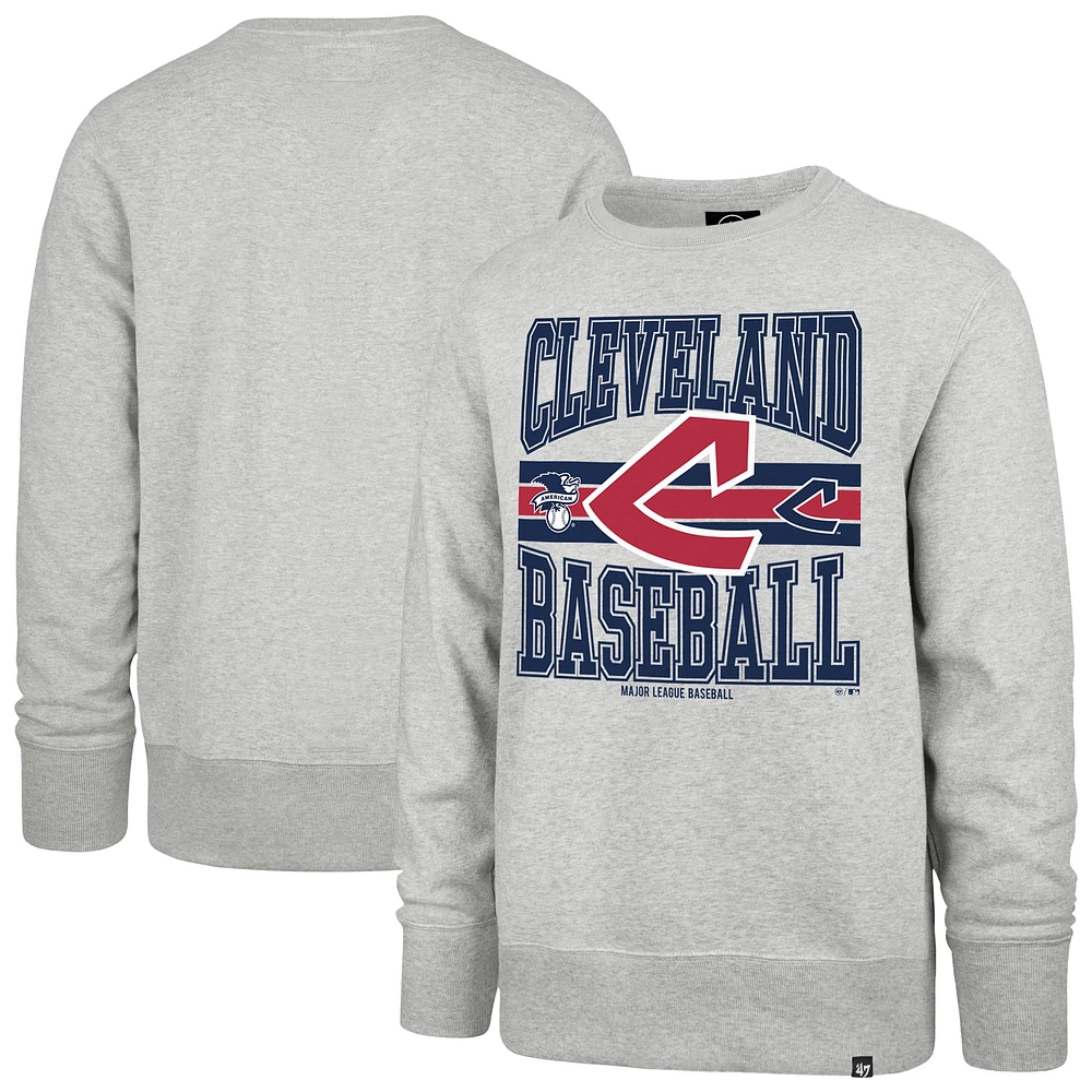 Men's '47  Gray Cleveland Guardians Letters Headline Pullover Sweatshirt