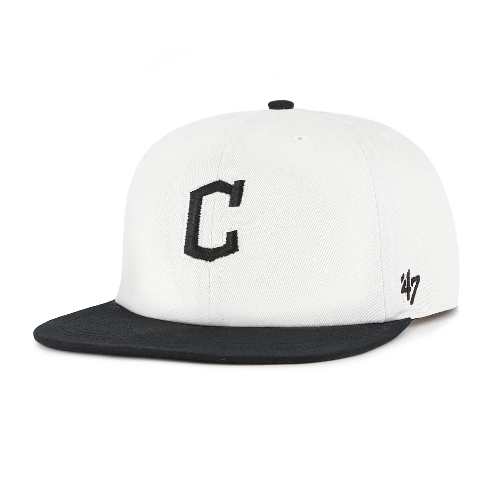 Men's '47 White/Black Cleveland Guardians Foundation Captain Snapback Hat