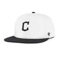Men's '47 White/Black Cleveland Guardians Foundation Captain Snapback Hat