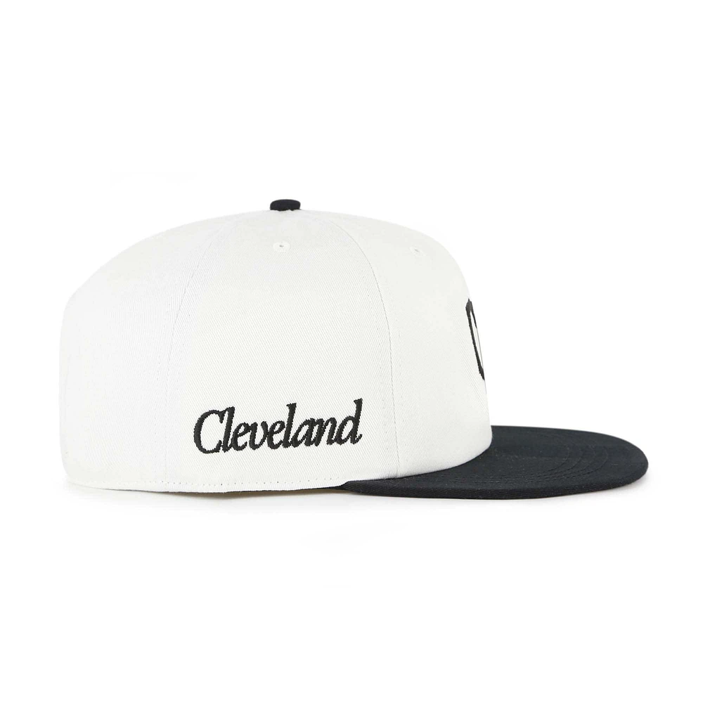 Men's '47 White/Black Cleveland Guardians Foundation Captain Snapback Hat