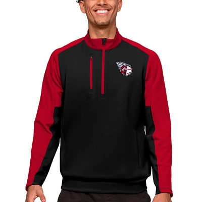 Men's Antigua Black Cleveland Guardians Team Quarter-Zip Pullover Top