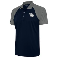 Men's Antigua Navy Cleveland Guardians Metallic Nova Polo