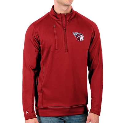 Men's Antigua Red Cleveland Guardians Generation Quarter-Zip Pullover Top