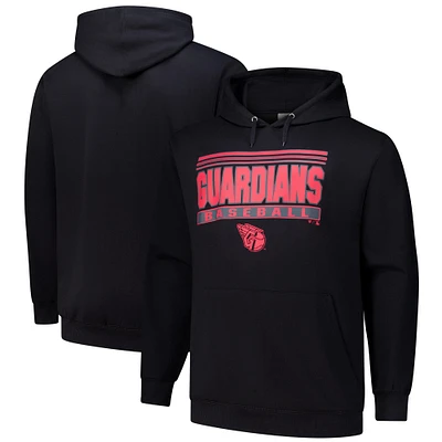 Men's  Black Cleveland Guardians Stack Fleece Pullover Hoodie