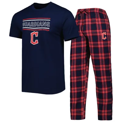 Cleveland Guardians Concepts Sport Badge T-Shirt & Pants Sleep Set - Navy/Red