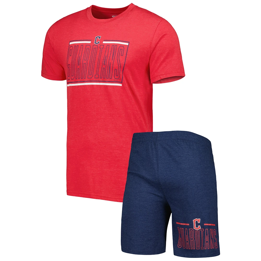 Concepts Sport Ensemble de nuit avec t-shirt et short Cleveland Guardians Meter bleu marine/rouge