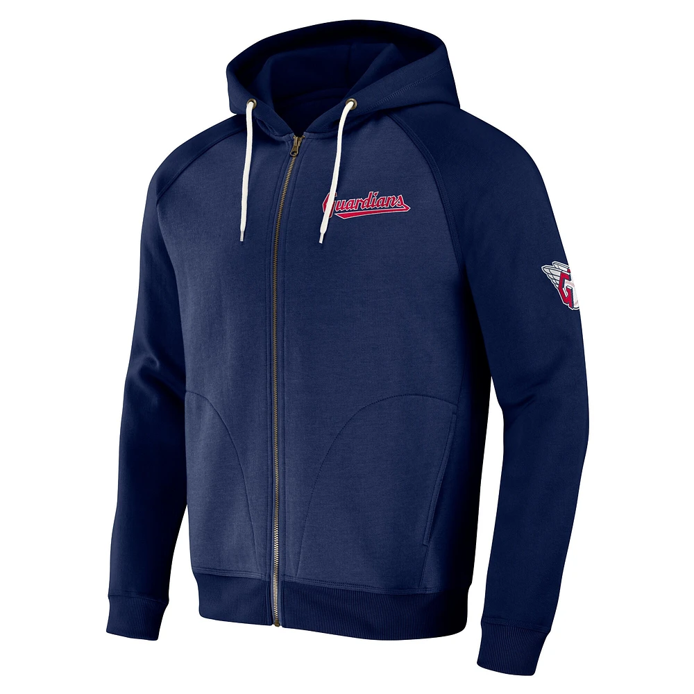 Collection Darius Rucker pour homme par Fanatics Navy Cleveland Guardians Raglan Full-Zip Hoodie