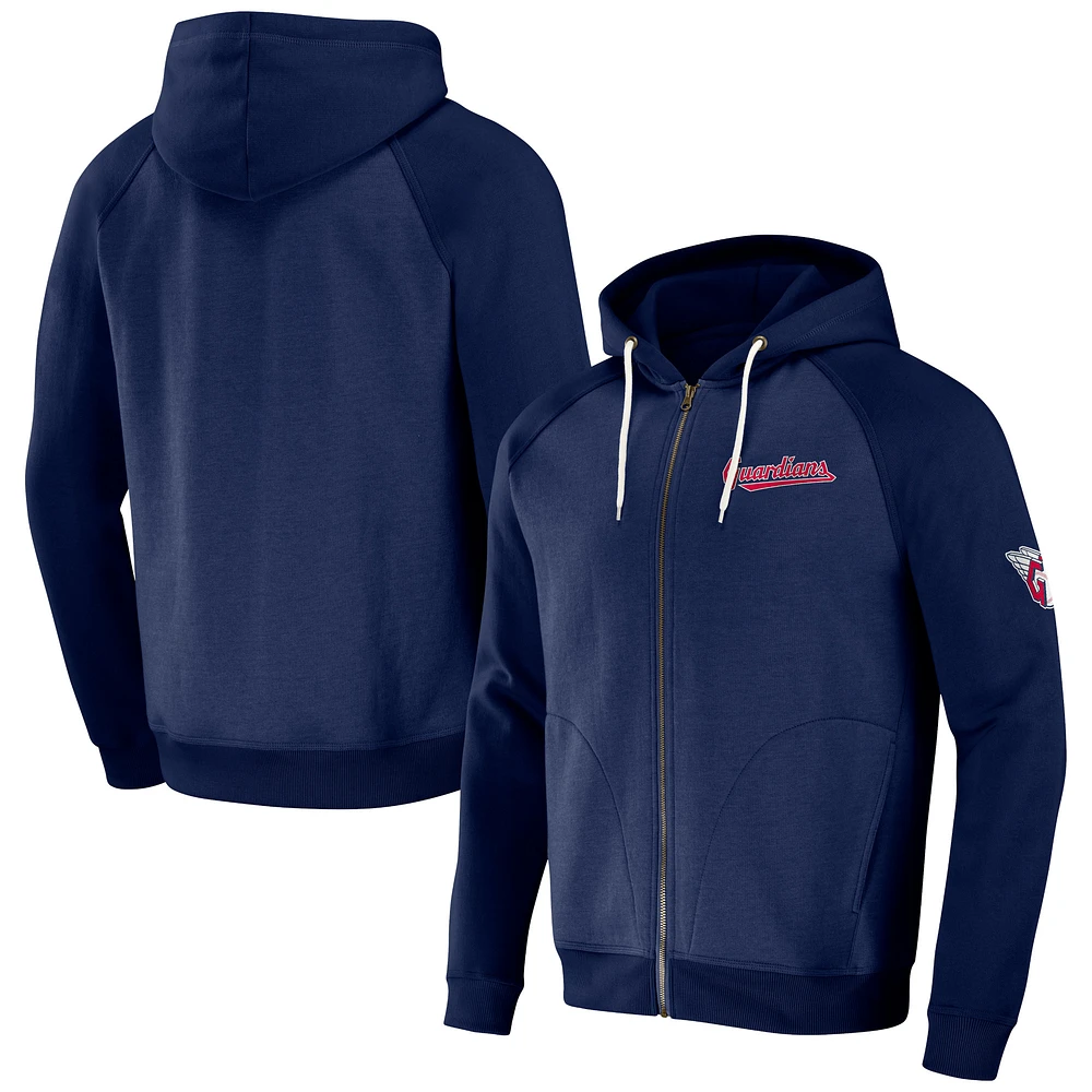 Collection Darius Rucker pour homme par Fanatics Navy Cleveland Guardians Raglan Full-Zip Hoodie