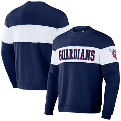 Men's Darius Rucker Collection by Fanatics Navy Cleveland Guardians Stripe Pullover Sweatshirt