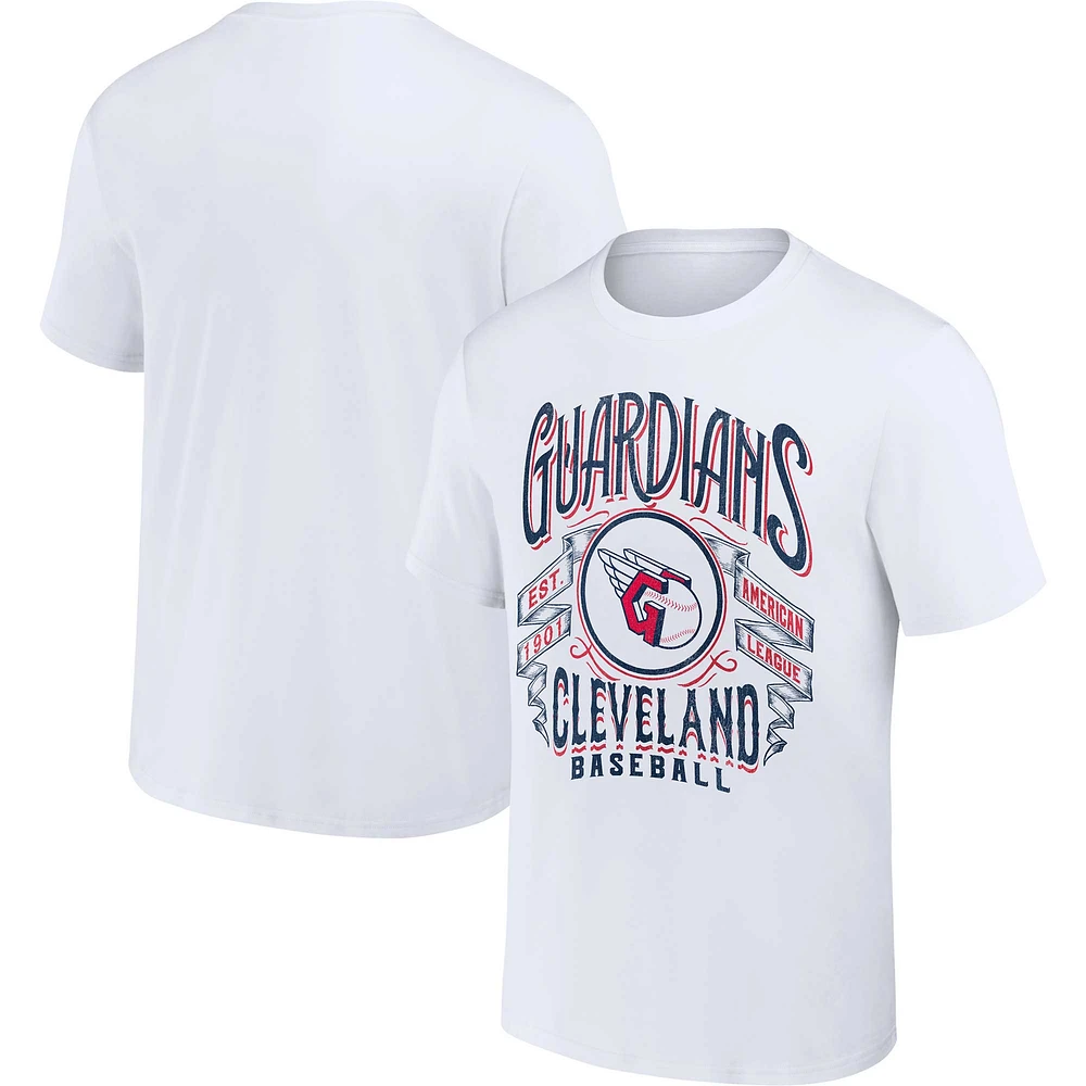 Collection Darius Rucker pour homme par Fanatics White T-shirt Cleveland Guardians Distressed Rock