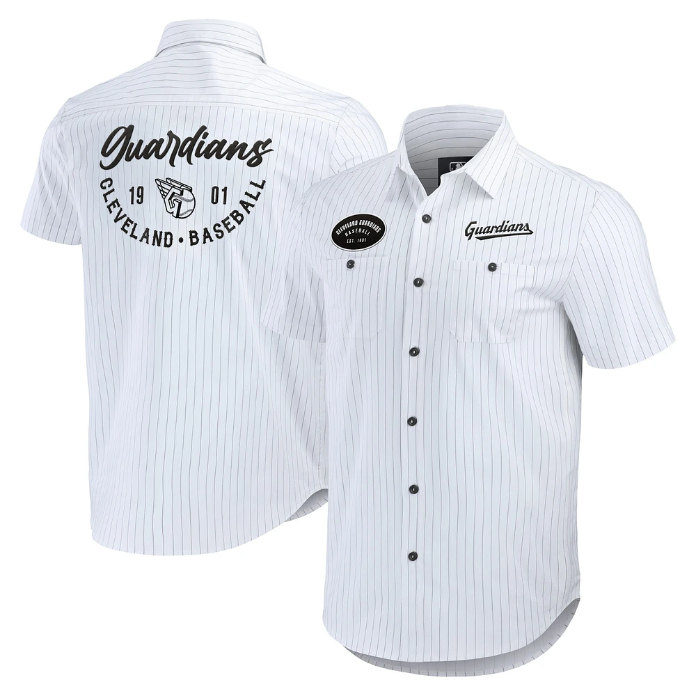 Collection Darius Rucker pour hommes par Fanatics Chemise boutonnée à manches courtes blanche pin épingles des Cleveland Guardians