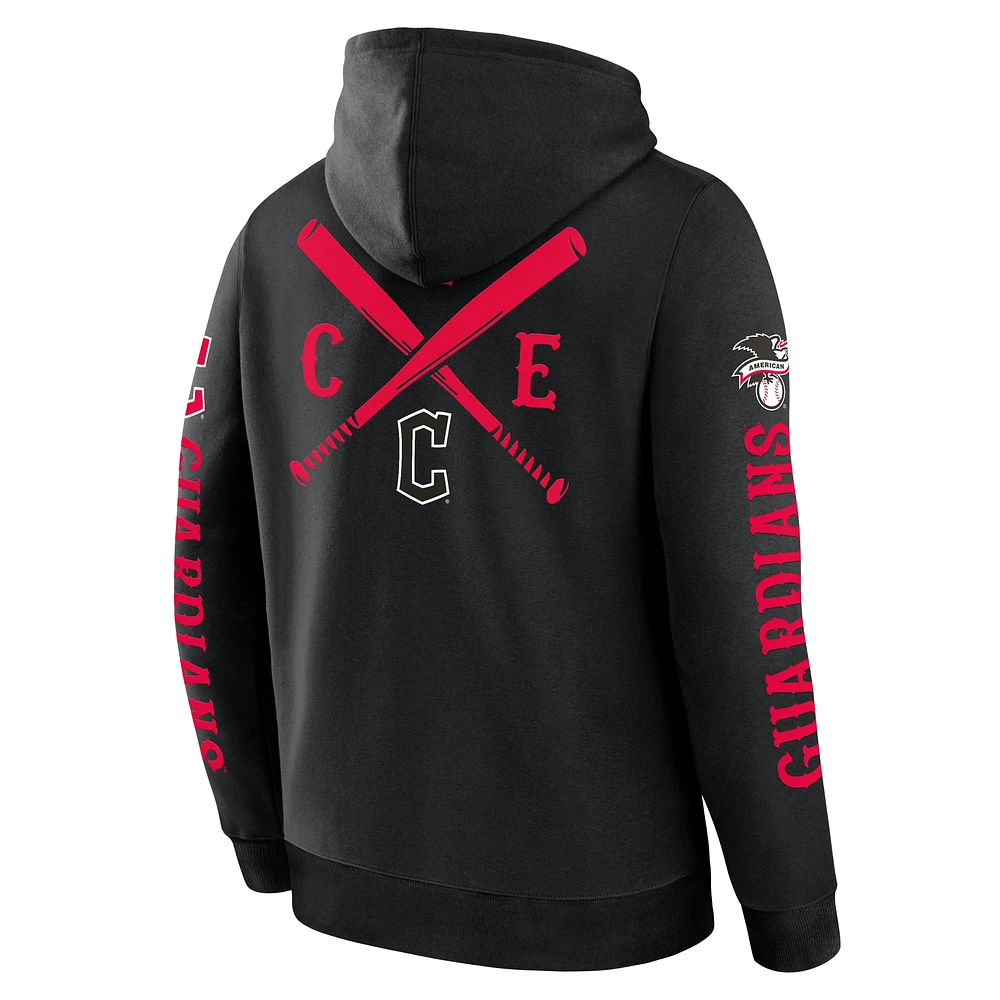 Men's Fanatics  Black Cleveland Guardians Big City Legacy Fleece Pullover Hoodie