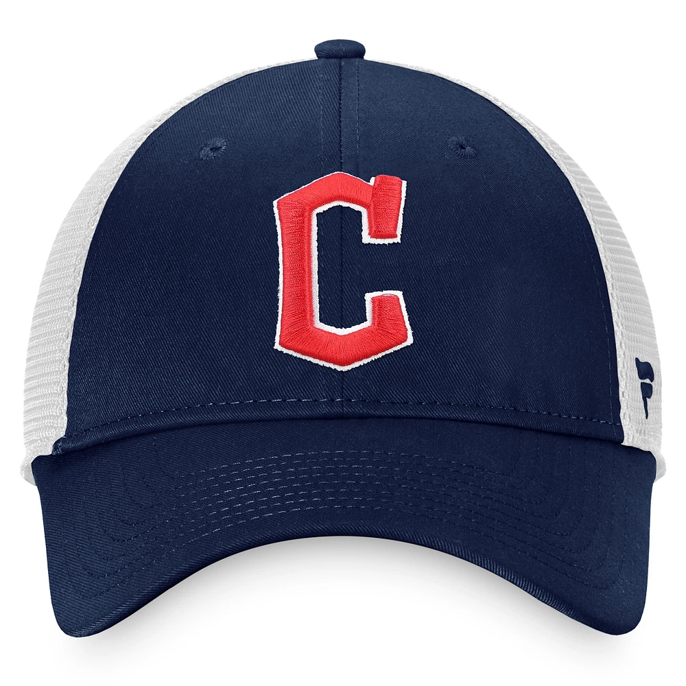 Men's Fanatics Navy/White Cleveland Guardians Team Core Unstructured Trucker Adjustable Hat