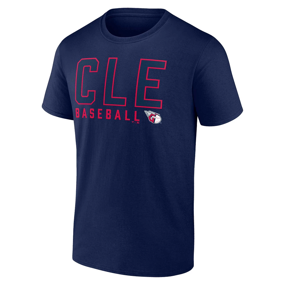 Ensemble de deux t-shirts combo fanatiques pour hommes bleu marine/blanc Cleveland Guardians