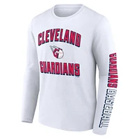 Ensemble de deux t-shirts combo fanatiques pour hommes bleu marine/blanc Cleveland Guardians