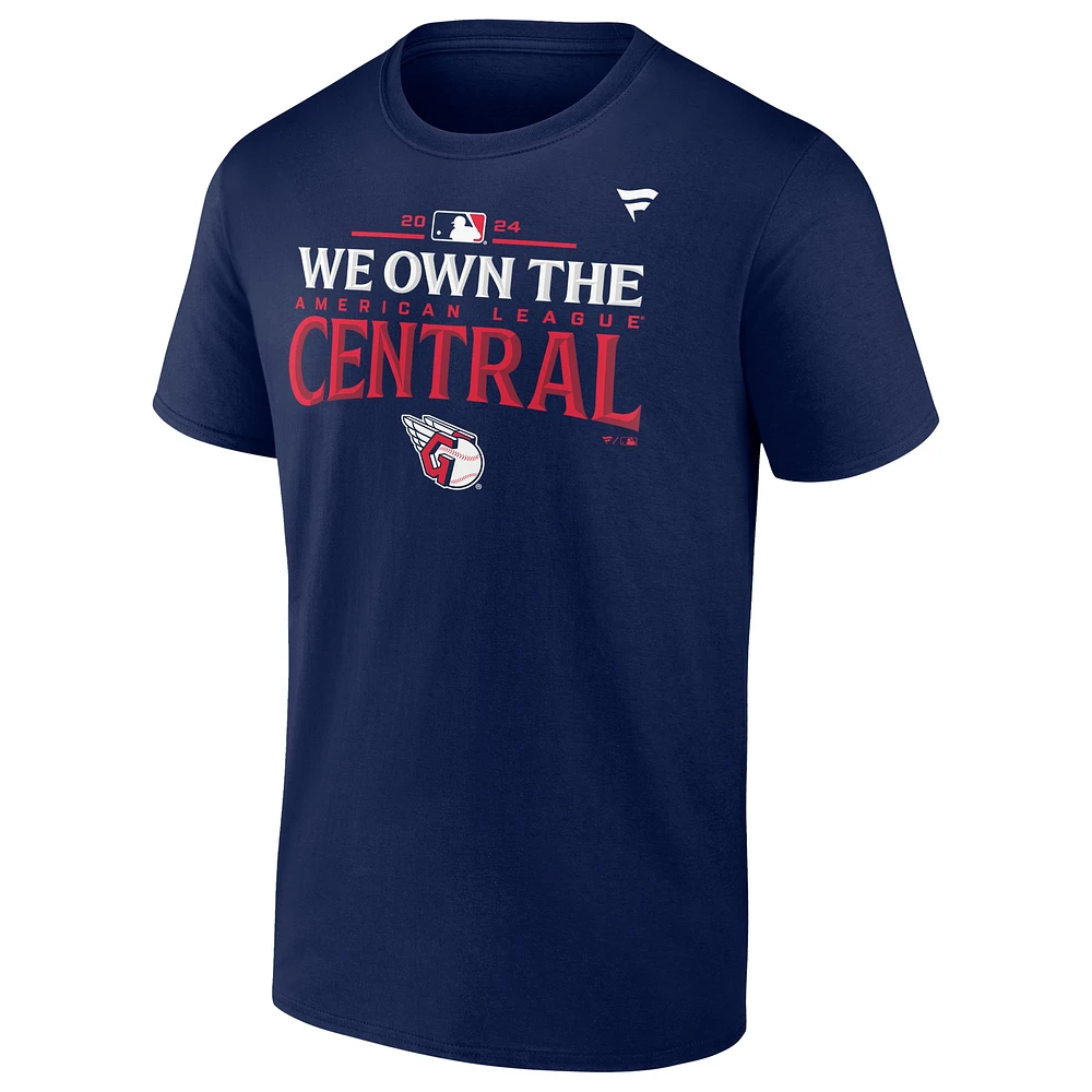 T-shirt Fanatics pour hommes bleu marine Cleveland Guardians 2024 AL Central Division Champions Big & Tall Locker Room