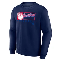 Men's Fanatics Navy Cleveland Guardians Focus Fleece Pullover Sweatshirt