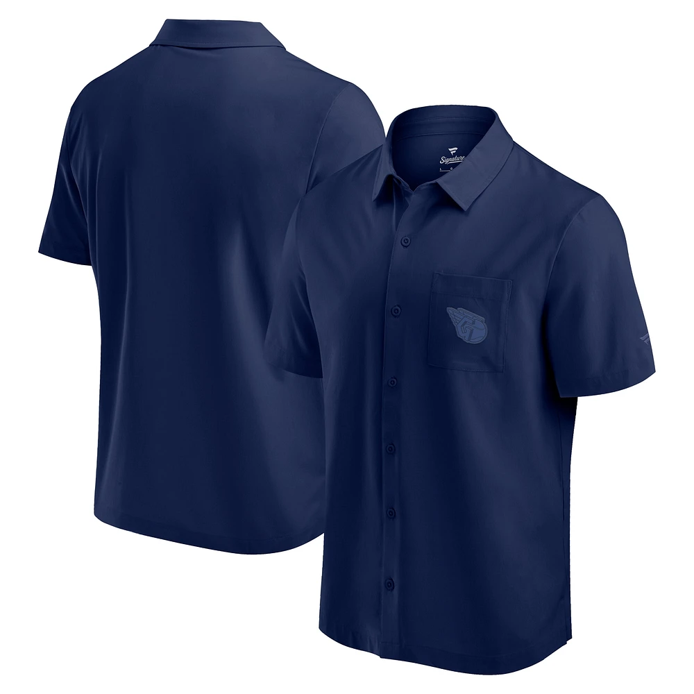 Men's Fanatics Navy Cleveland Guardians Front Office Button-Up Shirt