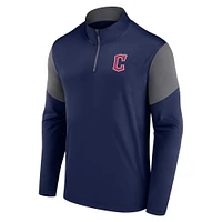 Haut zippé quart de tour avec logo Cleveland Guardians bleu marine Fanatics pour homme