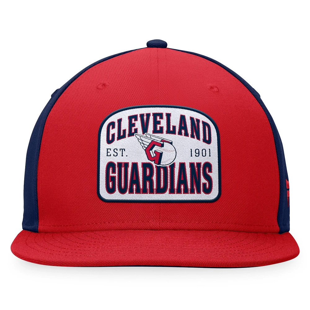 Men's Fanatics Red/Navy Cleveland Guardians Cycle Snapback Hat