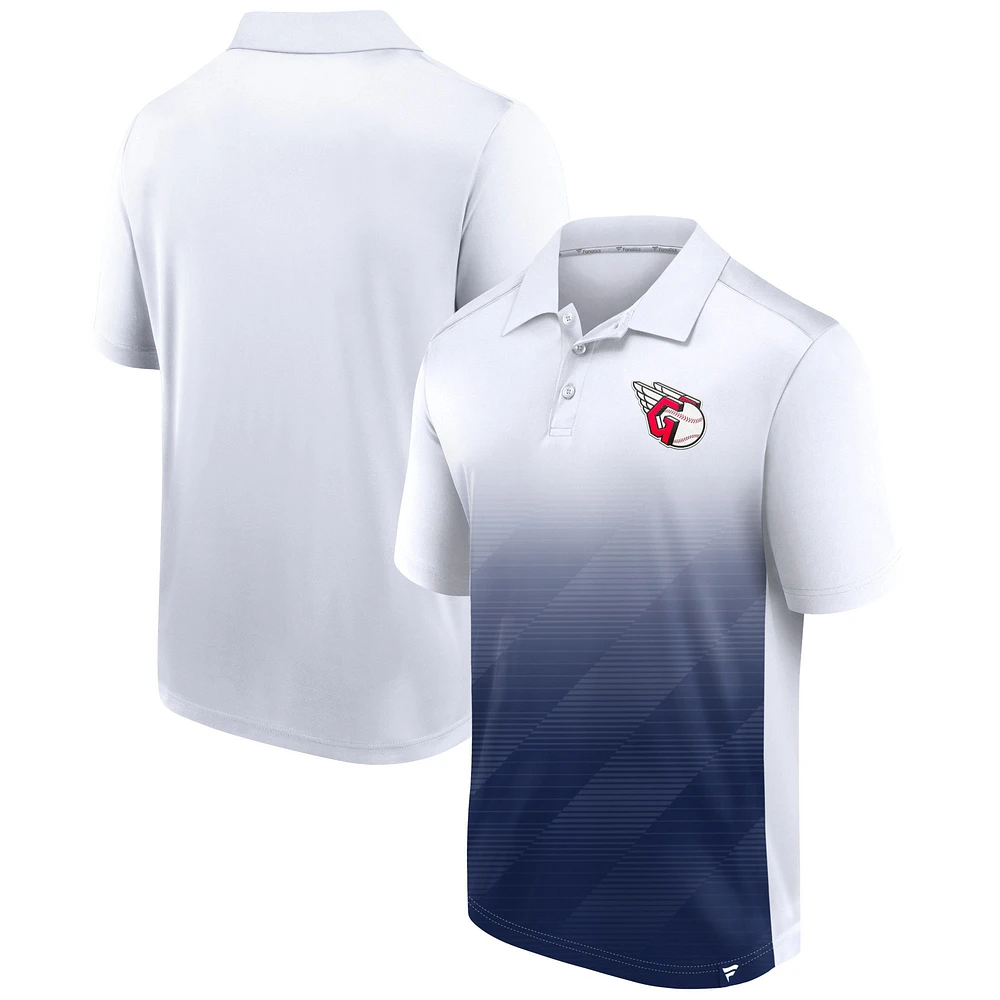 Men's Fanatics White/Navy Cleveland Guardians Iconic Parameter Sublimated Polo