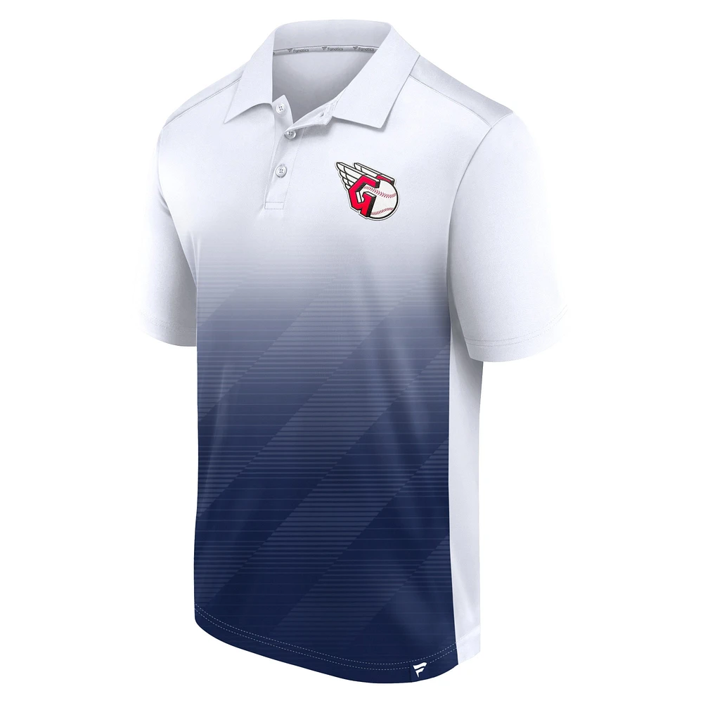 Polo sublimé à paramètres emblématiques des Cleveland Guardians Fanatics blanc/bleu marine pour hommes