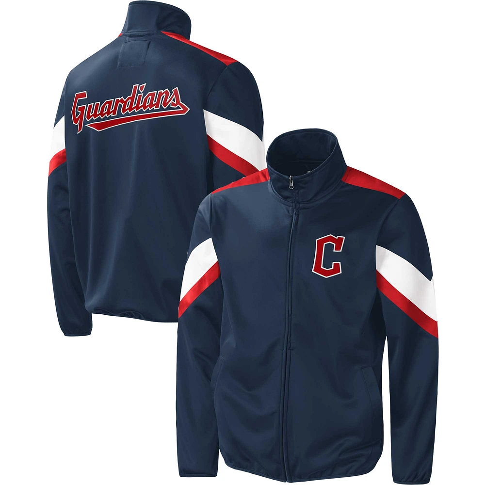 Veste à glissière pleine longueur pour homme G-III Sports by Carl Banks Navy Cleveland Guardians Earned Run