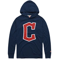 Men's Homage Navy Cleveland Guardians Lightweight Raglan Tri-Blend Pullover Hoodie