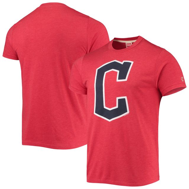 T-shirt à trois mélanges avec logo dessiné la main Homage Red Cleveland Guardians pour homme