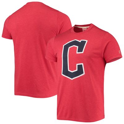 Men's Homage Red Cleveland Guardians Hand Drawn Logo Tri-Blend T-Shirt