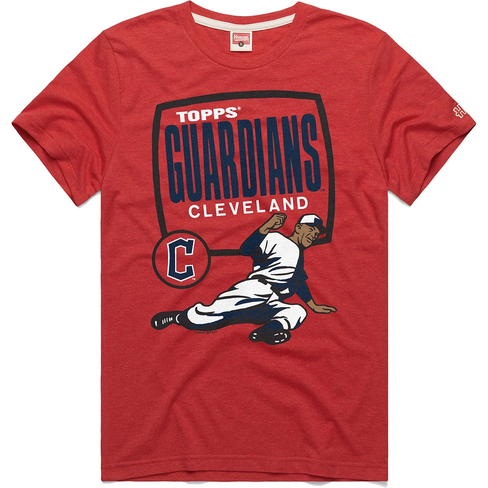 Men's Homage x Topps Red Cleveland Guardians Tri-Blend T-Shirt