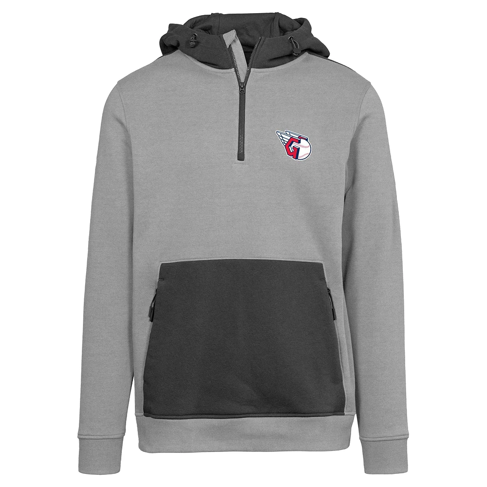 Men's Levelwear  Gray Cleveland Guardians Chicane Insignia 2.0 Quarter-Zip Hoodie