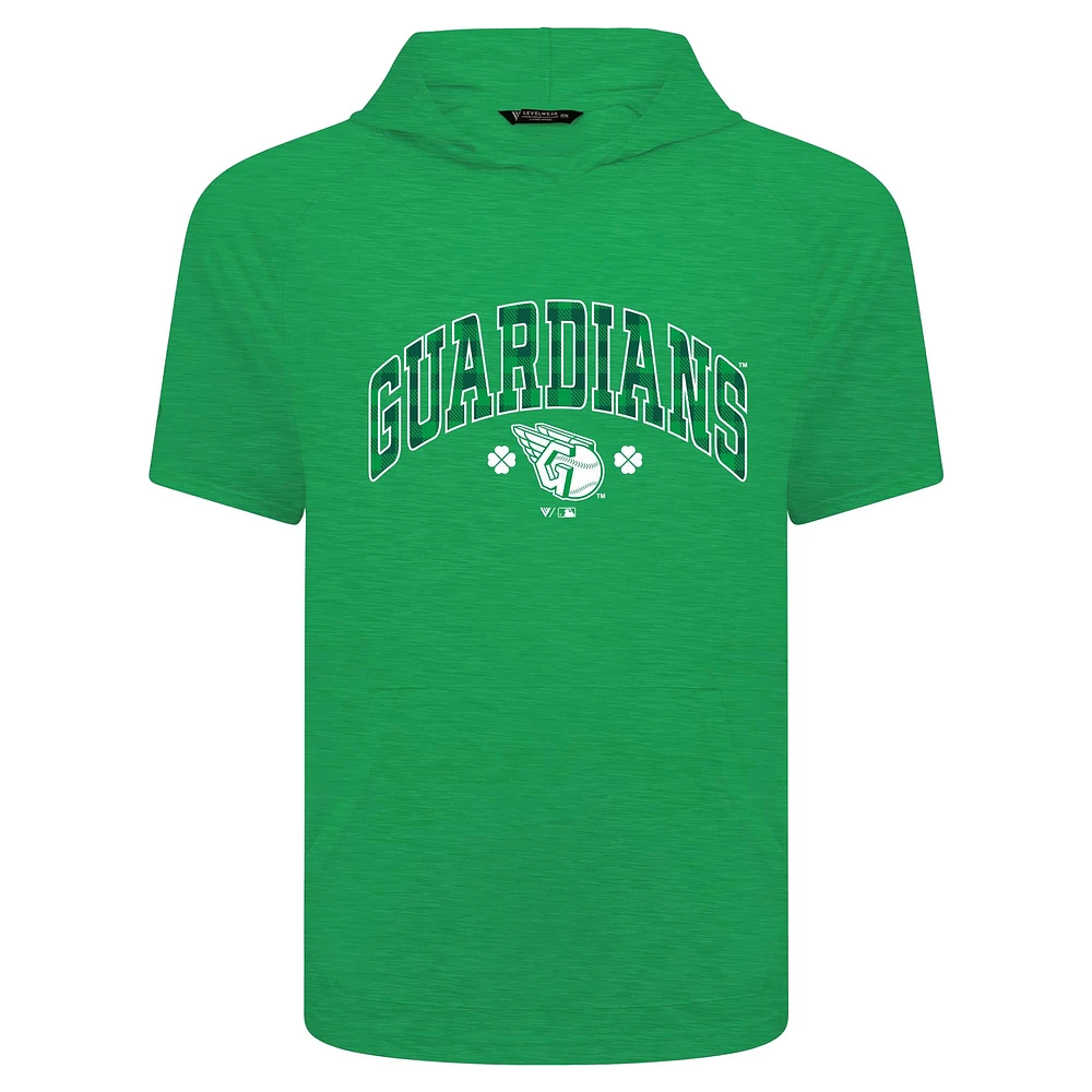 Men's Levelwear Green Cleveland Guardians St. Patrick's Day Phase Plaid Short Sleeve T-Shirt Hoodie
