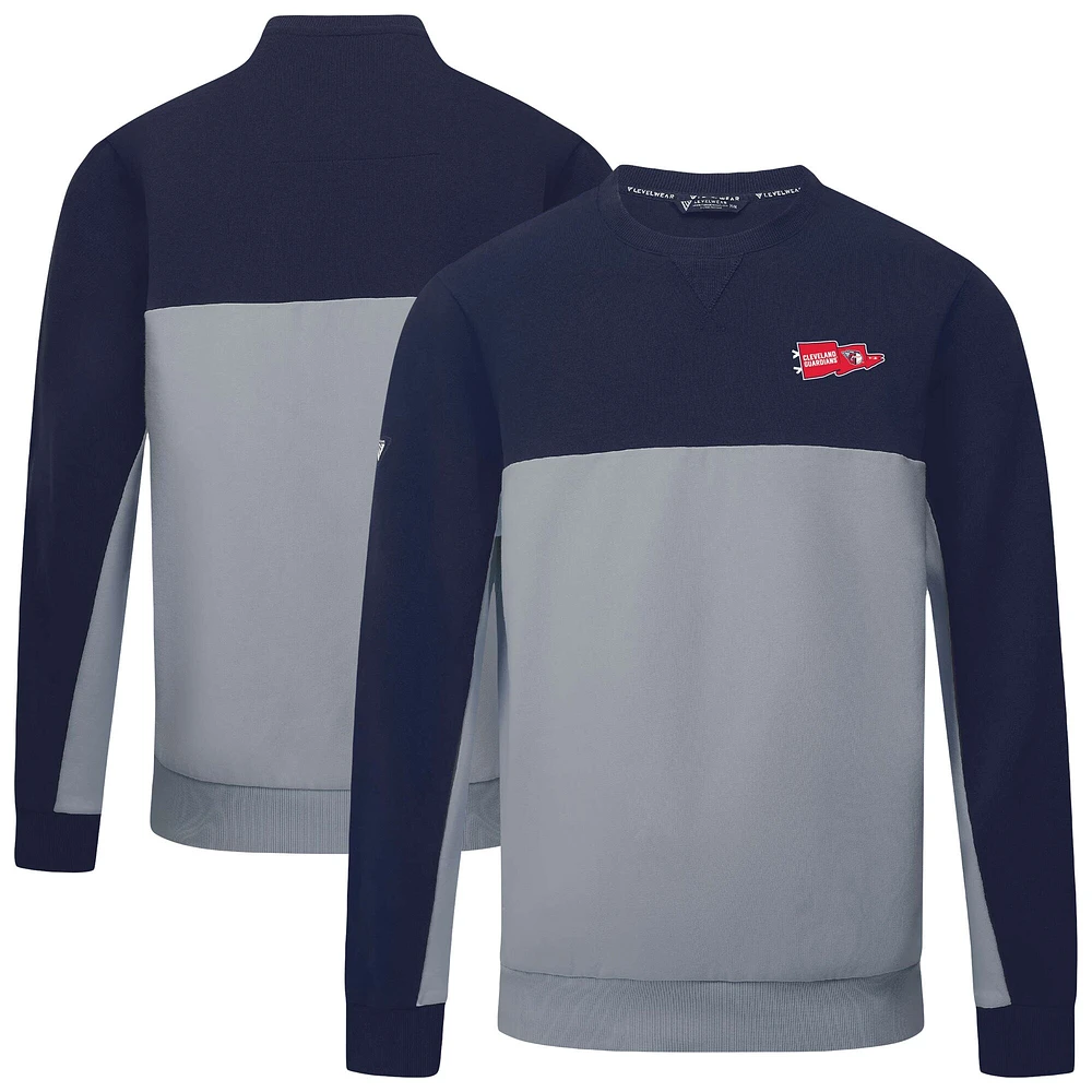 Men's Levelwear Navy/Gray Cleveland Guardians Legacy Rafters Pullover Sweatshirt