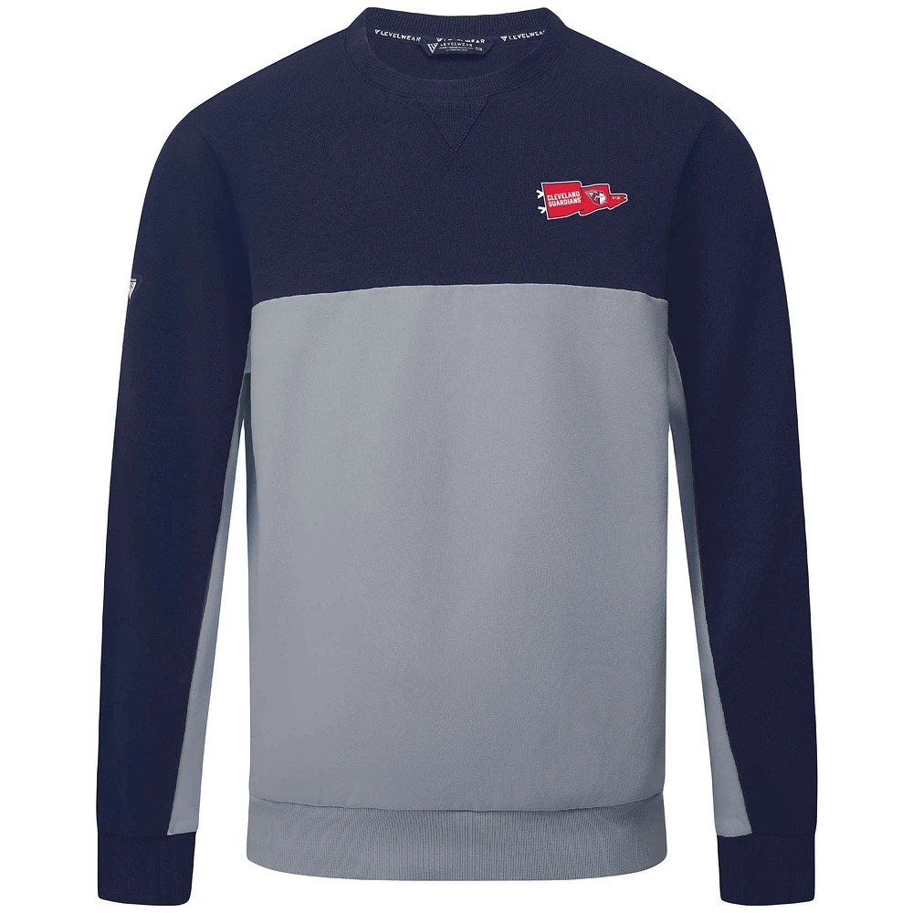 Men's Levelwear Navy/Gray Cleveland Guardians Legacy Rafters Pullover Sweatshirt