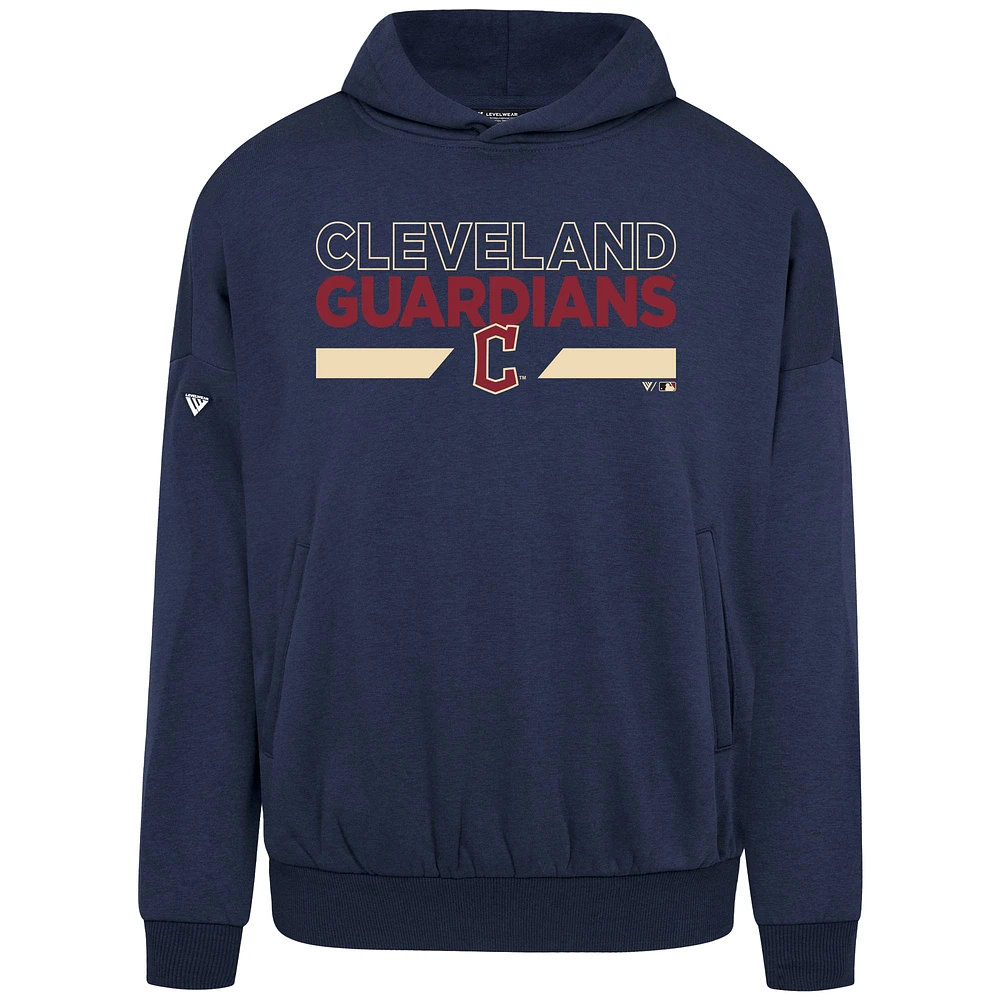 Men's Levelwear Navy Cleveland Guardians Accolade Contact No Hitter Pullover Hoodie