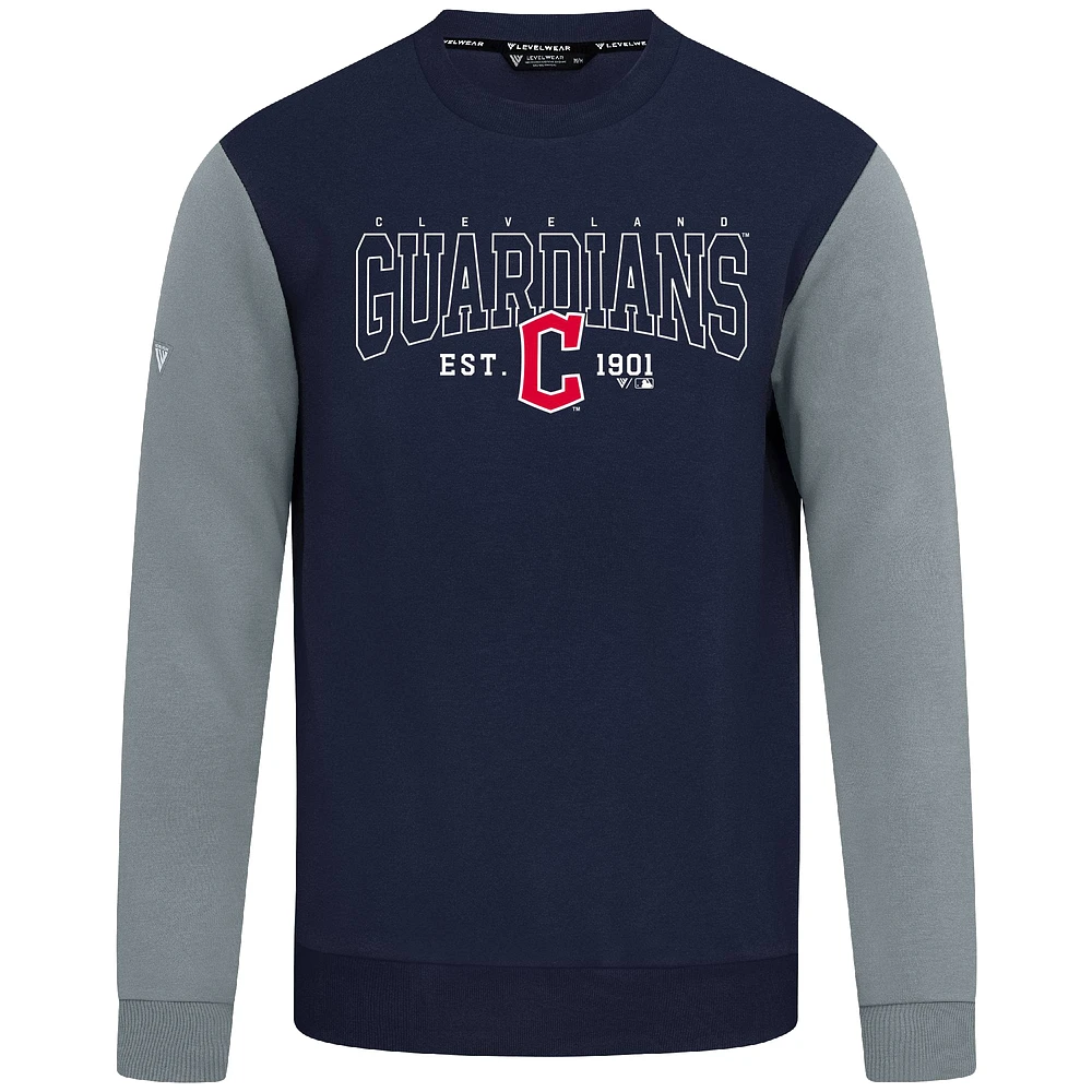 Men's Levelwear Navy Cleveland Guardians Accolade Ultimate Textbook Pullover Sweatshirt