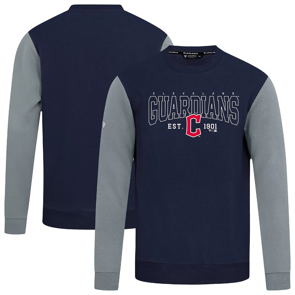 Men's Levelwear Navy Cleveland Guardians Accolade Ultimate Textbook Pullover Sweatshirt