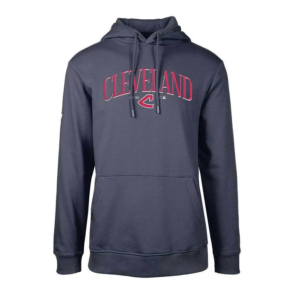 Men's Levelwear Navy Cleveland Guardians Cooperstown Collection Podium Retro Pullover Hoodie