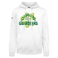 Men's Levelwear  White Cleveland Guardians St. Patrick's Day Podium Shamrock Pullover Hoodie