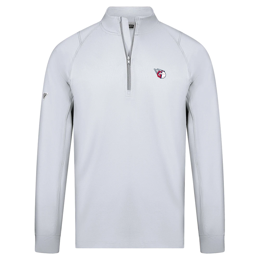 Men's Levelwear White Cleveland Guardians Theory Insignia 2.0 Quarter-Zip Pullover Top