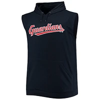 Men's Navy Cleveland Guardians Jersey Muscle Sleeveless Pullover Hoodie