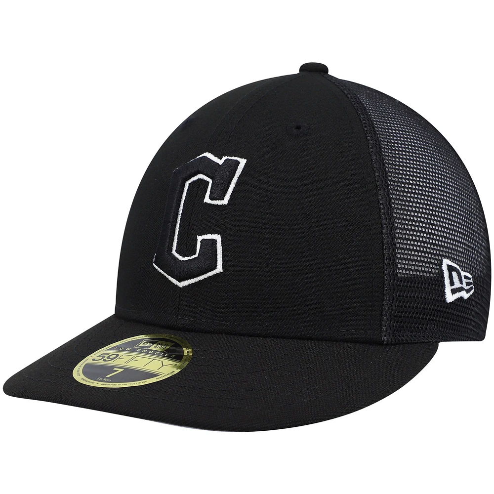 Casquette ajustée 59FIFTY à profil bas Cleveland Guardians pour homme New Era, noire