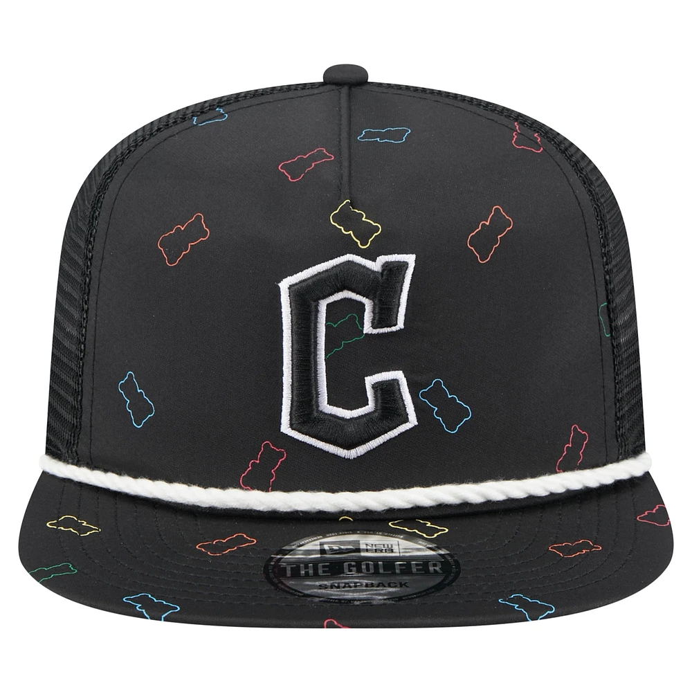 Men's New Era  Black Cleveland Guardians Gummy Golfer Trucker Snapback Hat