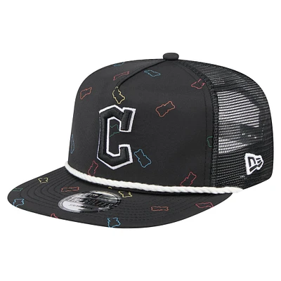 Men's New Era  Black Cleveland Guardians Gummy Golfer Trucker Snapback Hat
