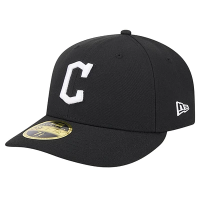 Casquette ajustée 59FIFTY à profil bas des Cleveland Guardians New Era pour hommes, noire