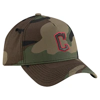 Men's New Era Camo Cleveland Guardians Woodland Team Pop 9FORTY A-Frame Adjustable Hat