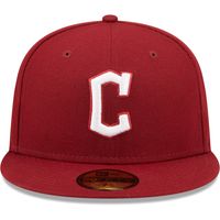 Men's New Era Cardinal Cleveland Guardians White Logo 59FIFTY Fitted Hat
