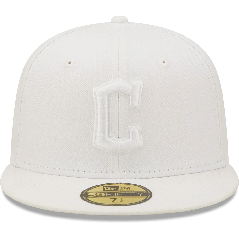 Men's New Era Cleveland Guardians White on 59FIFTY Fitted Hat